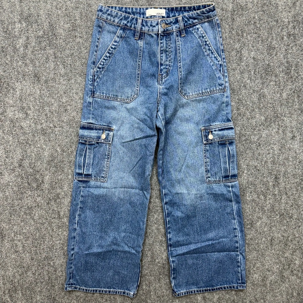 Vervet cargo jeans wide leg high rise women's‎ size 26 Y2K 28" inseam
